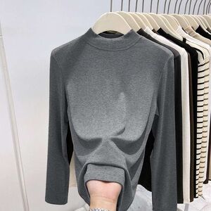 Gray Long Sleeve Turtleneck Top